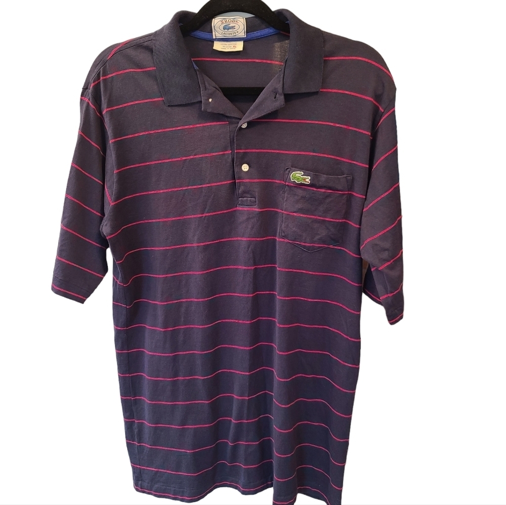 Vintage Lacoste Striped Short Sleeve Polo Shirt 1980's  Rare